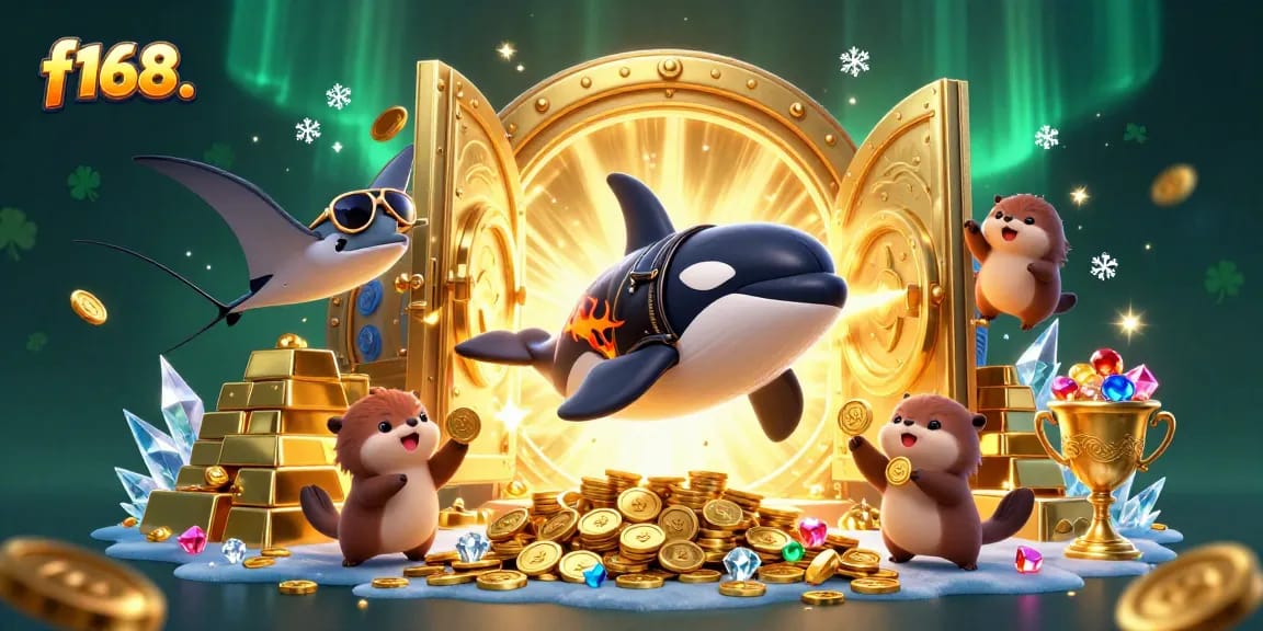 Experience the thrill of f168. with a vibrant casino illustration showcasing fun characters and rich gaming elements.