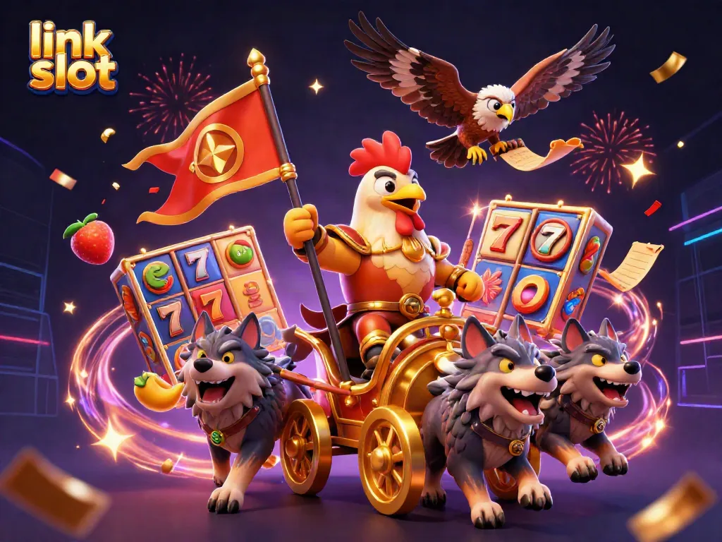 Experience exciting link slot gameplay with a rooster warlord and mystical elements.