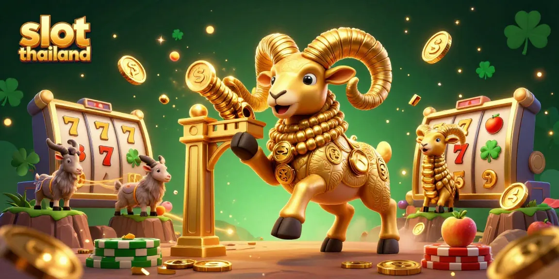 Experience exhilarating fun with slot thailand featuring vibrant golden ram amidst dynamic slot reels.