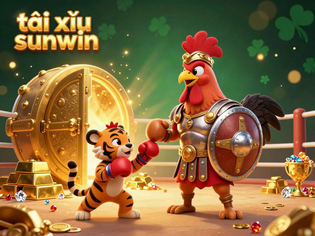 Engage in exciting tài xỉu sunwin action with a vibrant cockfighting scene featuring animated characters.