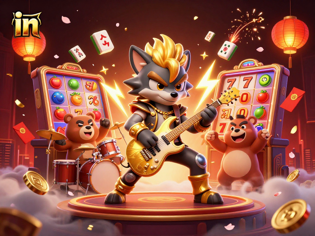 Engage in thrilling casino moments with rock star wolf performing in vibrant gaming atmosphere