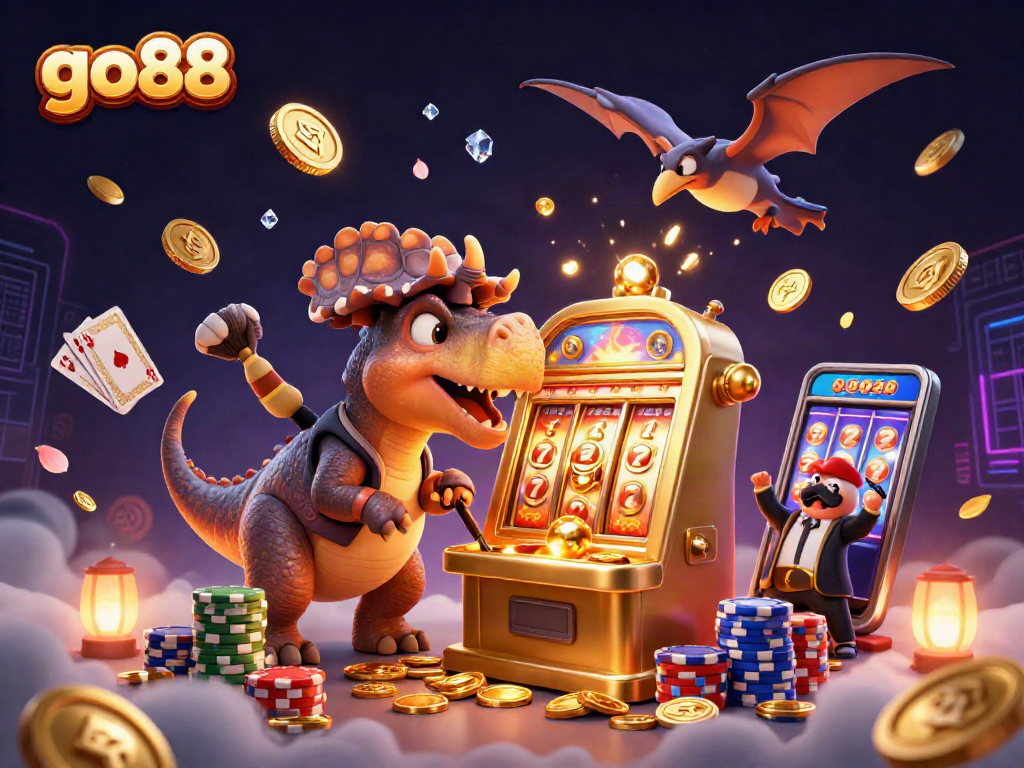 Experience go88 excitement with pachycephalosaurus winning jackpots, flying coins, and dynamic casino action.