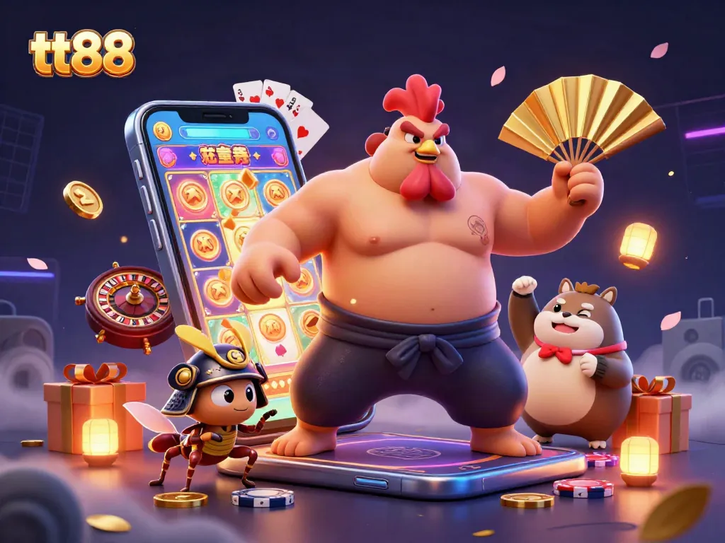 Experience thrilling gameplay with tt88 through a vibrant casino scene featuring dynamic characters and exciting game elements.