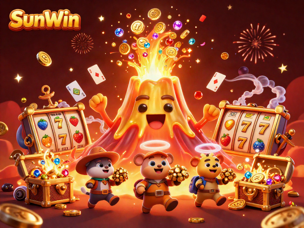 Experience the excitement of SunWin as the golden volcano celebrates with jackpots and treasures.