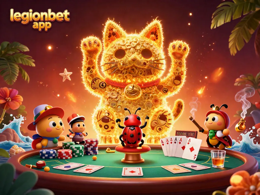 Experience thrilling action with the legionbet app in a vibrant, animated casino scene.