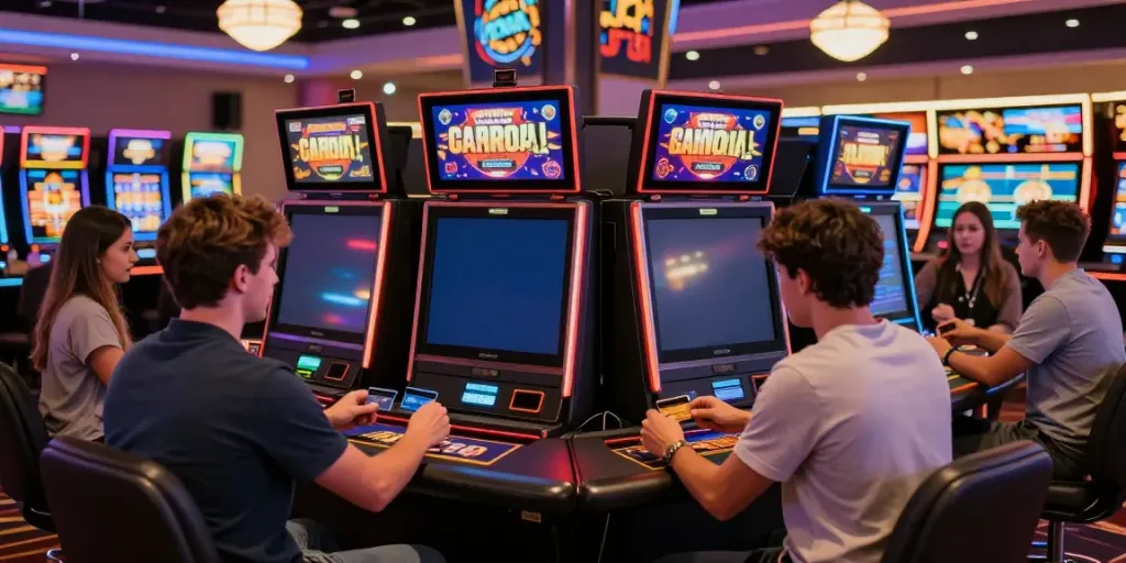 Players enjoying casinos that accept credit cards in a vibrant gaming environment with colorful lighting.