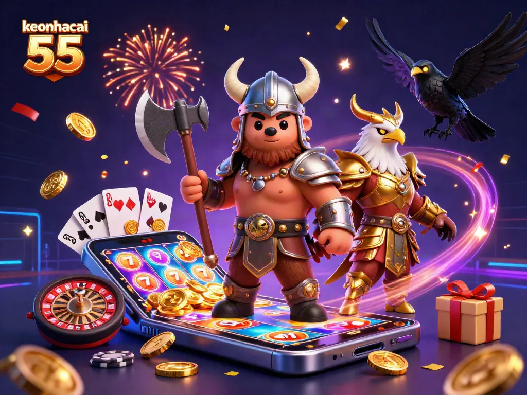 Experience the excitement of keonhacai 55 with vibrant graphics showcasing a vibrant casino scene.