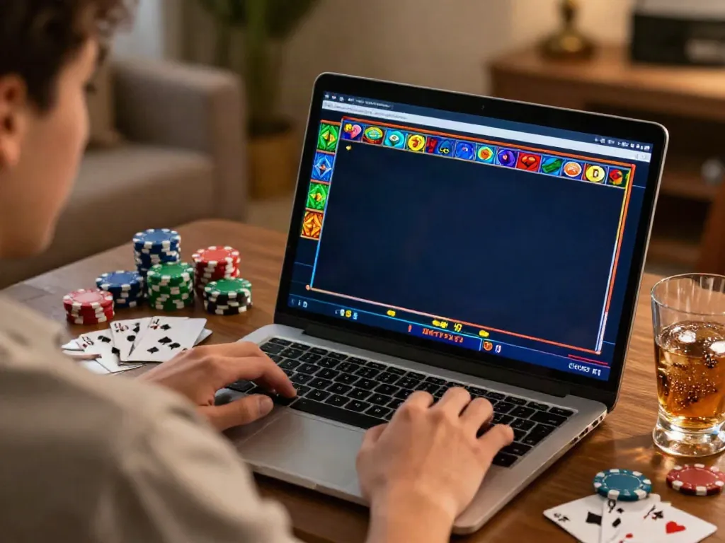 Player engaging with online casinos that accept credit cards, showcasing vibrant game graphics and a lively atmosphere.