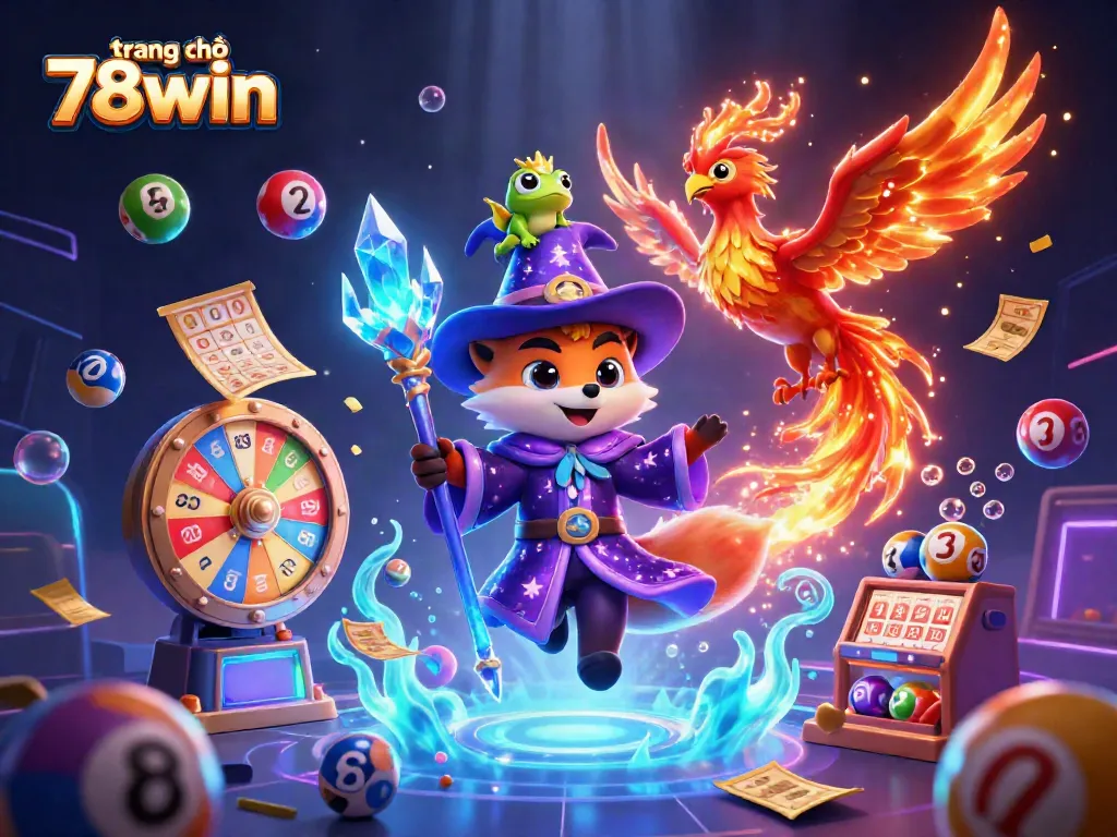Experience the excitement of trang chủ 78win with a vibrant illustrated casino scene featuring mystical characters.