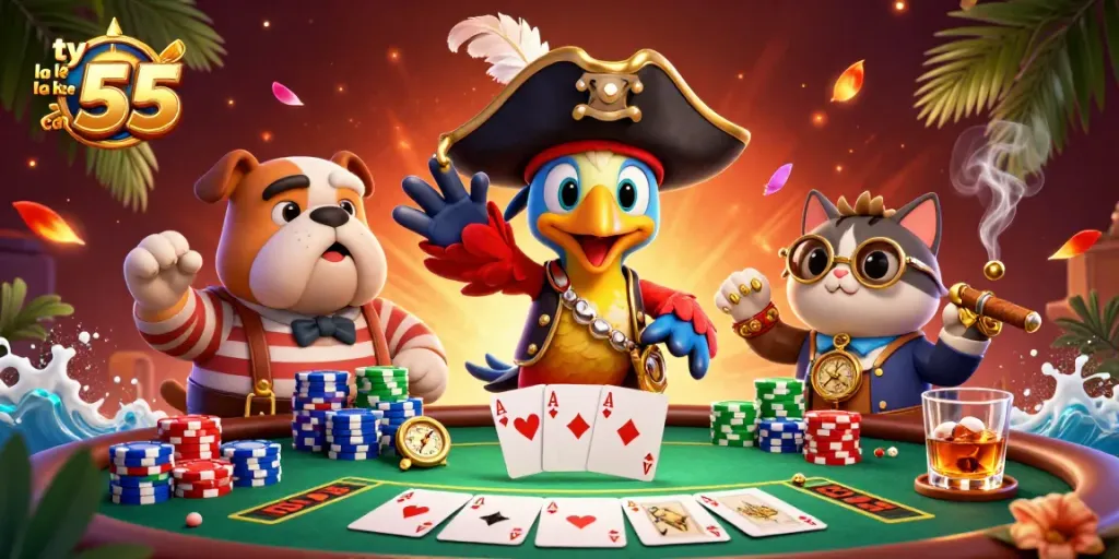 Engage with ty le keo nha cai 55 through an exciting casino scene featuring dynamic characters and rich elements.