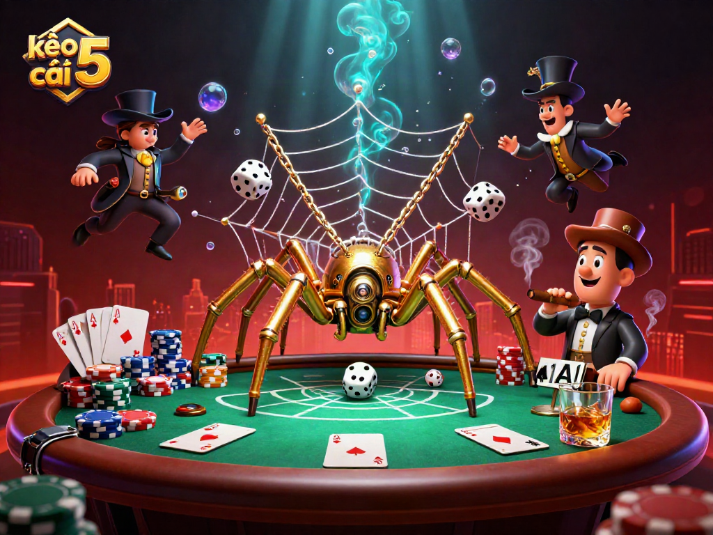 Engage with kèo nhà cái 5 through this dynamic casino scene filled with poker elements and betting excitement.