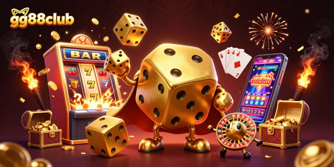 Experience thrilling wins with gg88club's vibrant casino action and golden dice elements.
