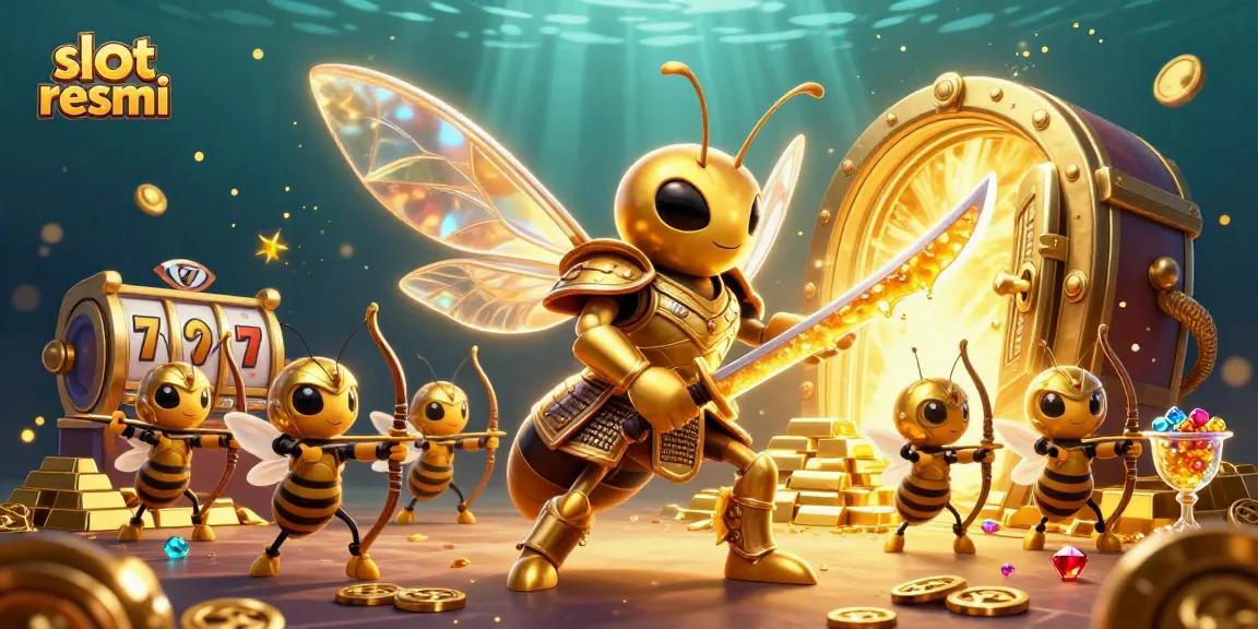 Win big with slot resmi as playful hornets battle treasure in a dynamic casino scene.